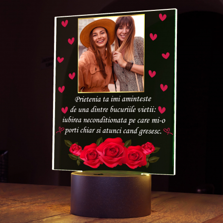 Lampi 3D personalizate - Lampa 3D luminoasa personalizata cu poza si text Prieteni Friends
