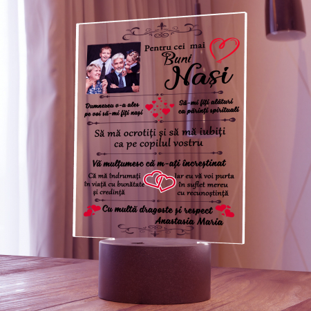 BEST SELLERS - Lampa 3D luminoasa personalizata cu poza si text Pentru Nasi