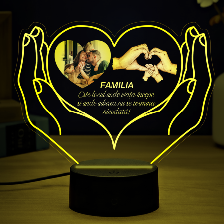 Lampa led  3D personalizata cu text si poza model Heart in love hands [5]