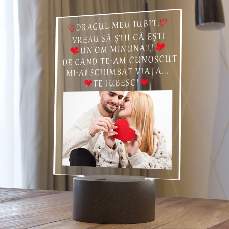 Lampi 3D personalizate - Lampa 3D luminoasa personalizata cu poza si text Pentru iubit 3