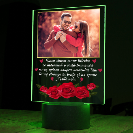 BEST SELLERS - Lampa 3D luminoasa personalizata cu poza si text Uite asa iubire