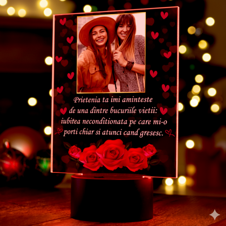 Cadouri Zi de Nastere - Lampa 3D luminoasa personalizata cu poza si text Prieteni Friends