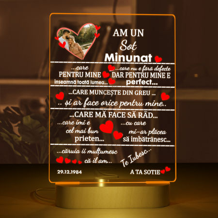 Lampa iluminata  3D cu baza din lemn  o poza si text model pentru Sot [4]