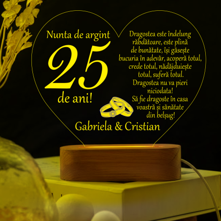 Lampa led  3D personalizata Nunta de Argint [2]