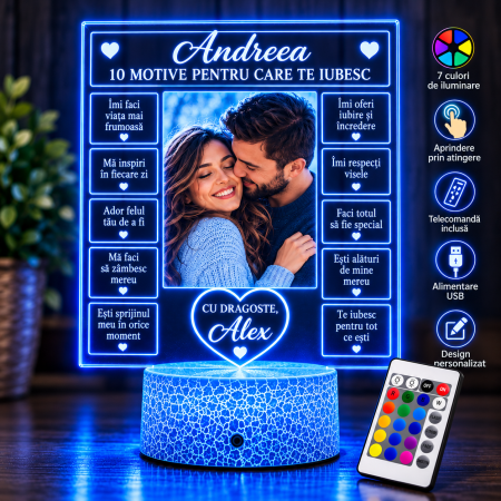 Lampa LED personalizata 10 motive pentru care te iubesc [1]
