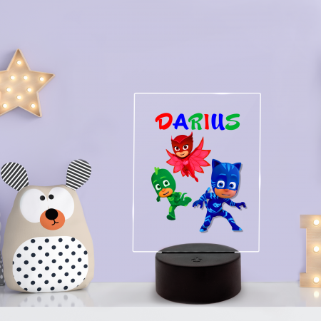 Lampa personalizata 3D eroi in pijama [8]