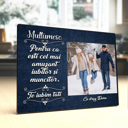 Panel foto lemn - Placheta Personalizata lemn Pentru Tata O poza si text