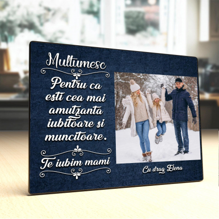 Panel foto lemn - Placheta Personalizata lemn Pentru Mama O poza si text