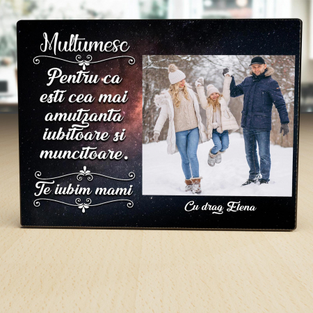 Placheta Personalizata lemn Multumesc pentru tot mama O poza si text [1]