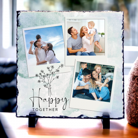 Plăci de ardezie personalizate - Placa ardezie personalizata cu 3 poze Happy together