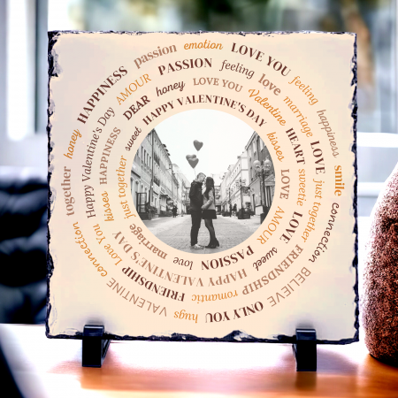 Plăci de ardezie personalizate - Placa ardezie personalizata cu poza Love Valentines