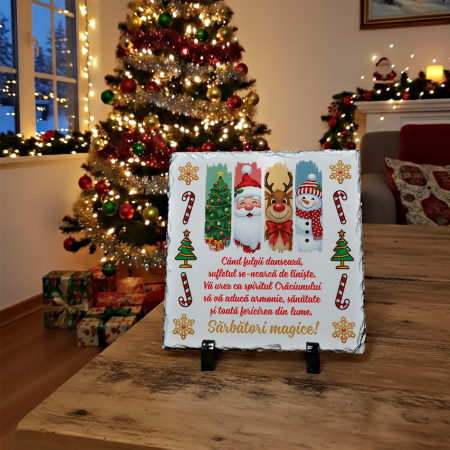 CRACIUN - Placa de ardezie personalizata cu text de Craciun