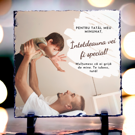 Plăci de ardezie personalizate - Placa de ardezie personalizata cu poza si text Pentru tata