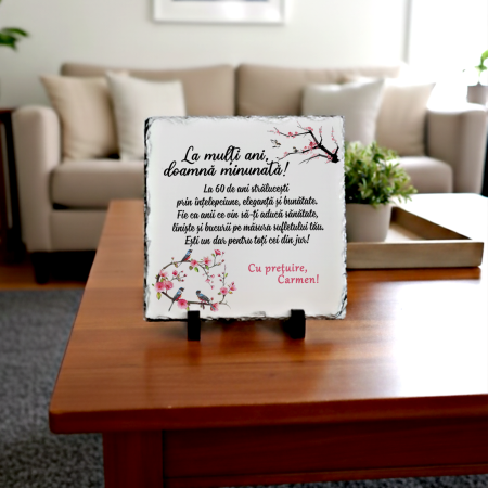 Plăci de ardezie personalizate - Placa de ardezie personalizata cu text La multi ani