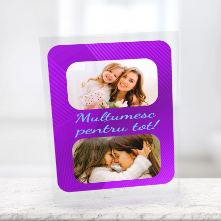 Plachete de sticla acrilica personalizata - Placheta personalizata doua poze si text multumesc pentru tot
