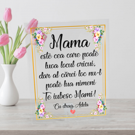 Plachete de sticla acrilica personalizata - Placheta personalizata text, nume pentru mama