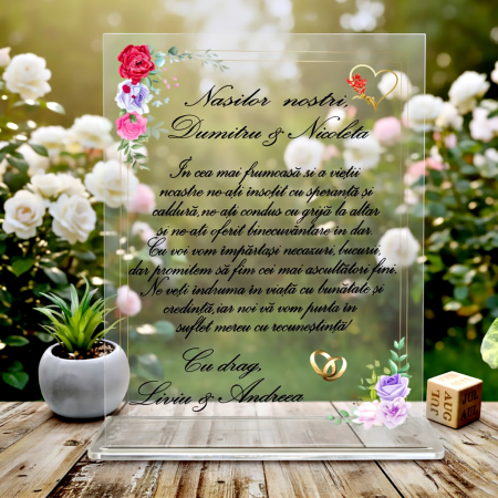 Plachete de sticla acrilica personalizata - Placheta personalizata text, nume pentru Nasi