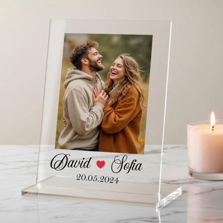 Rama plexiglas personalizata cu nume data si poza