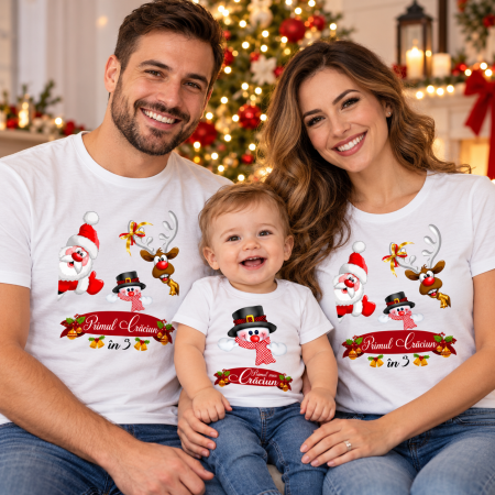 Set 3 tricouri personalizate cu modelul "Primul Craciun in 3" [3]