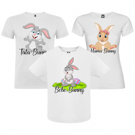 Cadouri de Paste - Set 3 tricouri personalizate Bebe Bunny