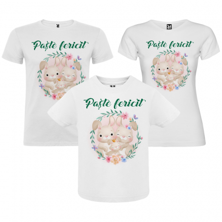 Cadouri de Paste - Set 3 tricouri personalizate cu text si model "Paste fericit"
