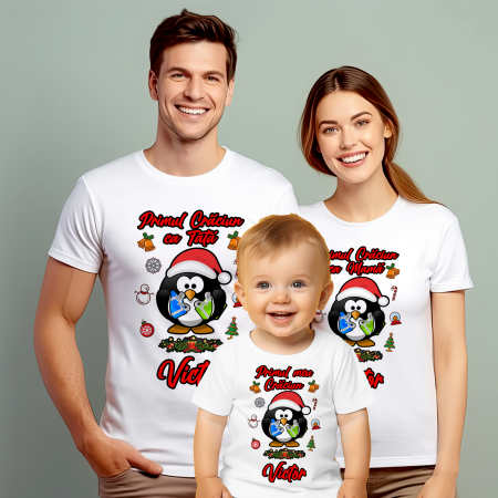 CRACIUN - Set 3 tricouri Primul meu Craciun cu Pinguin