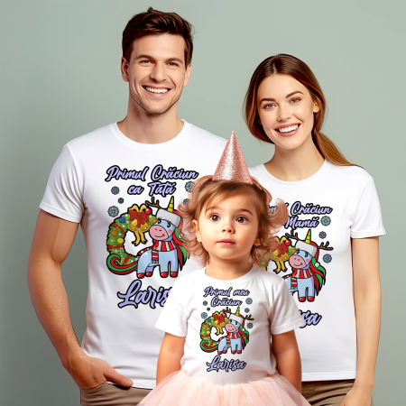 CRACIUN - Set 3 tricouri Primul meu Craciun cu Unicorn