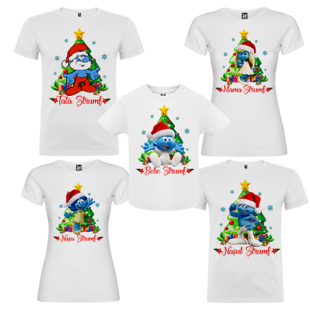 Set 5 tricouri personalizate de Craciun cu Strumfi [1]