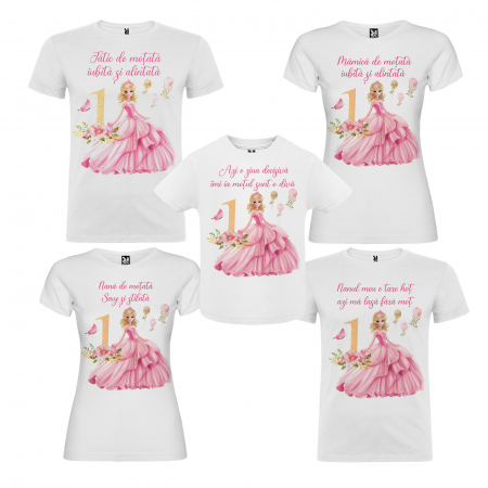 Set de 3 tricouri personalizate pentru mama,tata si copil cu Printesa mot [1]