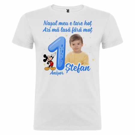 Set de 5 tricouri aniversare pentru parinti,si copil, personalizate cu nume, varsta, mesaj si poza.``Am un anisor si scap de motisor`` [5]
