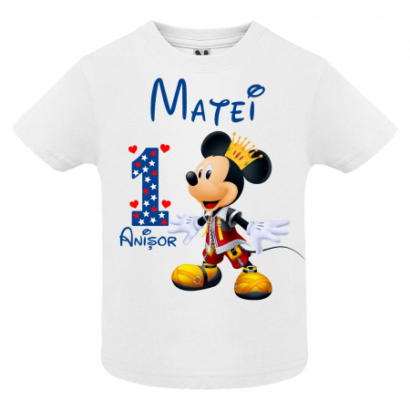 Set 3 tricouri mama, tata si copil personalizate cu nume si varsta "print Mickey" [2]