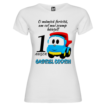 Set de 3 tricouri personalizate pentru parinti si copil Camionul Leo [3]