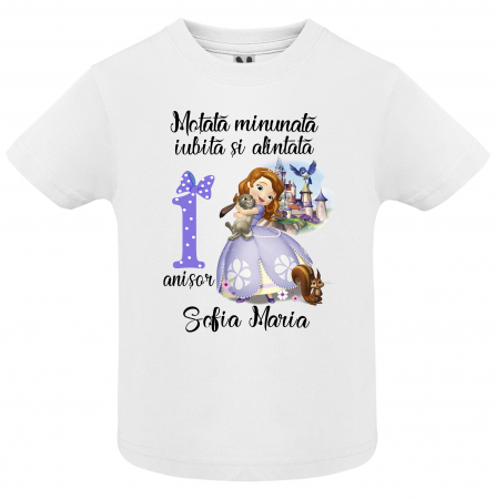 Set de 3 tricouri aniversare pentru parinti si copil, personalizate cu nume,varsta si mesaj"Motata minunata iubita si alintata,printesa" [1]
