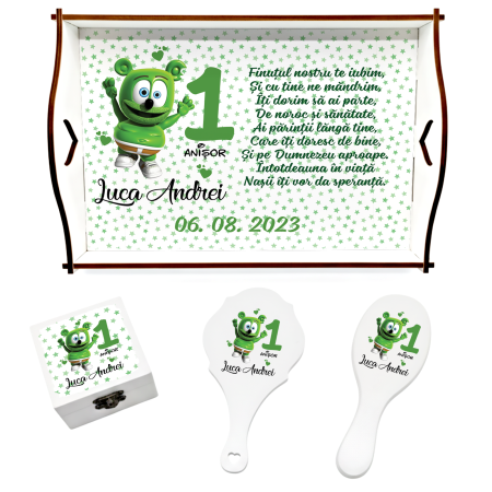 Set de 5 tricouri aniversare pentru nasi, parinti si copil, personalizate cu model Gummy Bear [3]