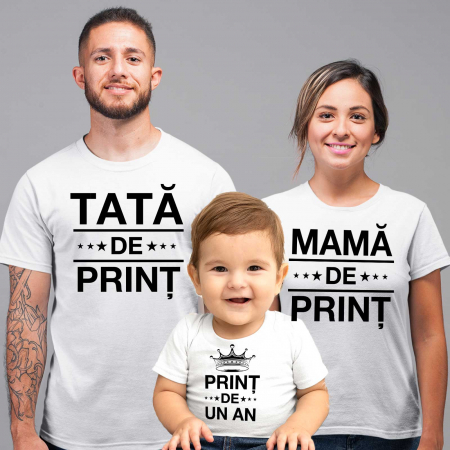 Tricouri Personalizate Taierea Motului - Set de 3 tricouri aniversare pentru parinti  si copil "Print de 1 anisor"