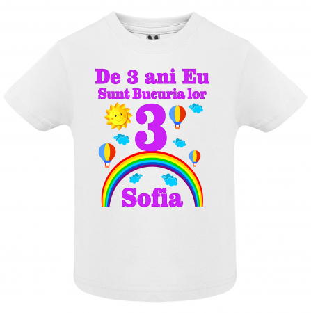 Set de 5 tricouri aniversare  pentru nasi,parinti si copil, personalizate cu nume,varsta si mesaj,eu sunt bucuria lor [1]