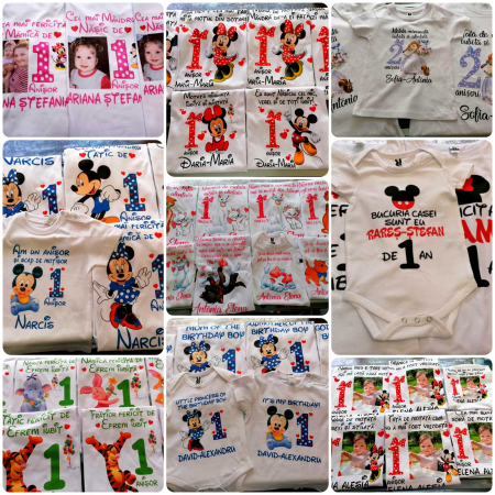 Set de 5 tricouri aniversare pentru nasi,parinti si copil, personalizate cu nume,varsta si mesaj,Winnie [7]
