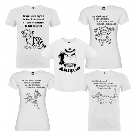 Set de 5 tricouri aniversare pentru nasi,parinti si copil, personalizate cu varsta si mesaj"Mamica maimutica" [0]