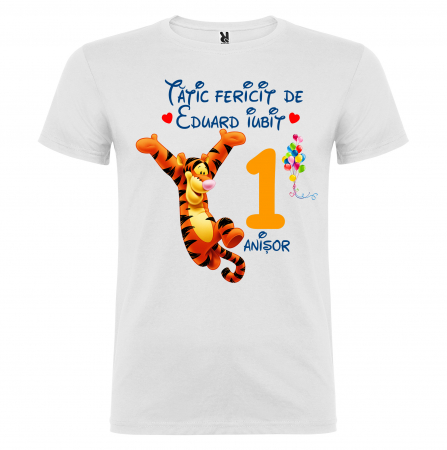 Set de 5 tricouri aniversare pentru nasi,parinti si copil, personalizate cu nume,varsta si mesaj,Winnie [3]