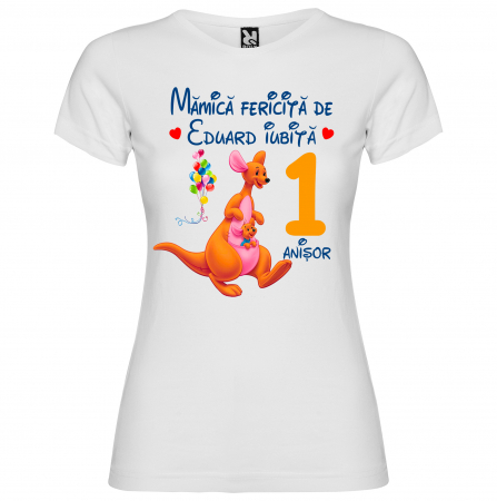 Set de 5 tricouri aniversare pentru nasi,parinti si copil, personalizate cu nume,varsta si mesaj,Winnie [6]