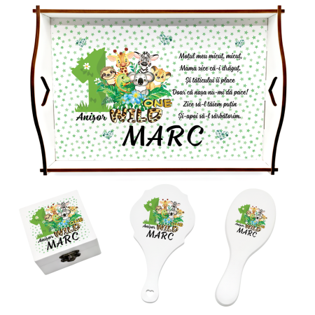 Set de 5 tricouri aniversare pentru nasi, parinti si copil, personalizate Jungla [3]