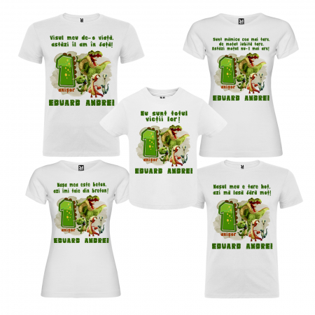 Set de 5 tricouri Mot aniversare Familie cu varsta Girantosaurus Jurassic Park [1]