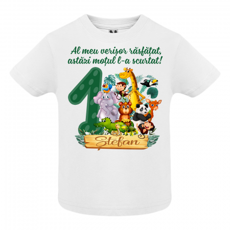 Set de 5 tricouri aniversare pentru nasi,parinti si copil,personalizate cu nume Jungla [9]
