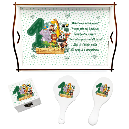 Set de 5 tricouri aniversare pentru nasi,parinti si copil,personalizate cu nume Jungla [7]
