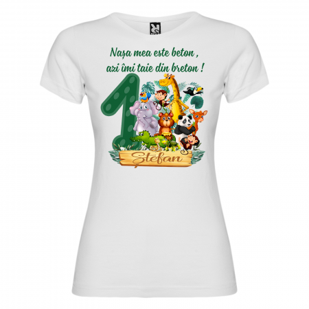 Set de 5 tricouri aniversare pentru nasi,parinti si copil,personalizate cu nume Jungla [6]