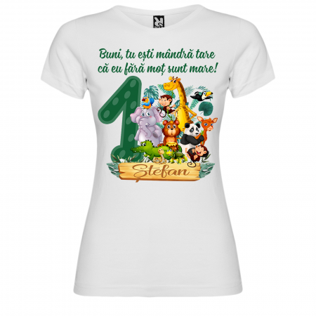 Set de 5 tricouri aniversare pentru nasi,parinti si copil,personalizate cu nume Jungla [11]