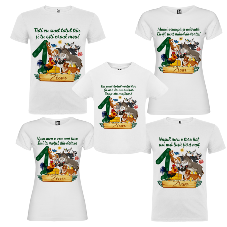Set de 5 tricouri personalizate pentru nasi, parinti si copil Animalute Domestice [1]