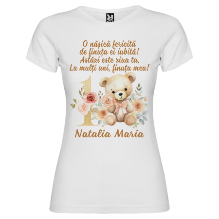 Set de 5 tricouri personalizate pentru nasi, parinti si copil Ursulet Auriu [6]
