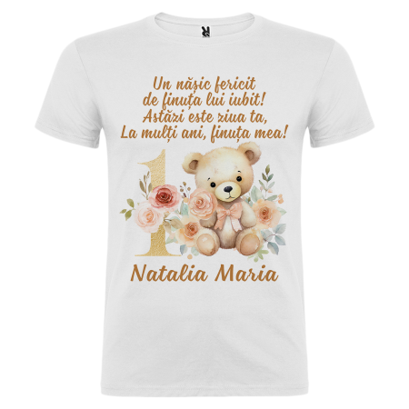 Set de 5 tricouri personalizate pentru nasi, parinti si copil Ursulet Auriu [7]