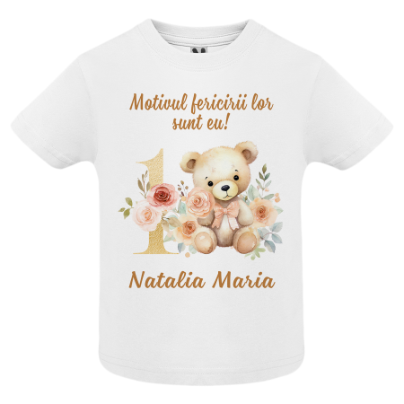 Set de 5 tricouri personalizate pentru nasi, parinti si copil Ursulet Auriu [3]